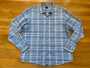 Untuckit Shirt Mens XXL Long Sleeve Blue White Button Down Plaid Casual Relax . - Picture 1 of 4