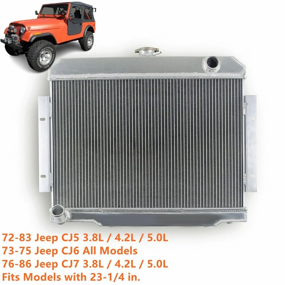 Radiador de refrigeración de carreras 3 filas núcleo completo de aluminio para Jeep CJ5/CJ6/CJ7 1972-1986 Foto 1 de 4
