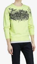 Burberry Men Bright Lemon Graphic Print Crew Neck Cotton Sweatshirt Size L NWT