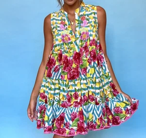 ANTICA SARTORIA 2024 LEMONS STRIPES & FLOWERS TOP/DRESS NWT O/S  COTTON - Picture 1 of 7