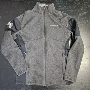 Spyder Full Zip Jacket Mens Small Gray Black Sweater Knit Fleece Empire - Picture 1 of 14