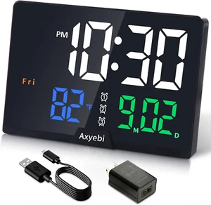 RGB Digital Alarm Clock for Bedrooms, Colorful Calendar Clock with Date, Tempera - Picture 1 of 12