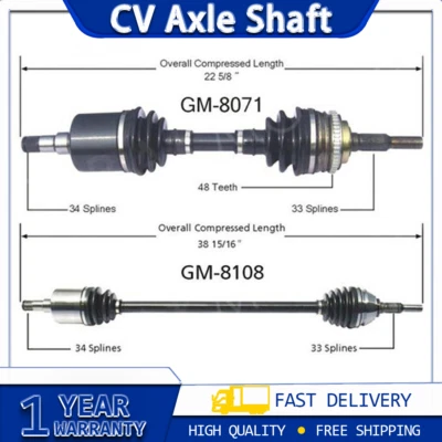 TrakMotive CV Axle Shaft CV joint 2x fits from 1985 to 1988 Pontiac Fiero - Image 1 of 4