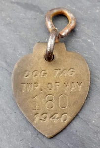 1940 Hay Township, condado de Huron, Ontario, Canadá licencia de etiqueta fiscal de perro de latón - Imagen 1 de 1