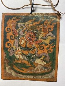 Mongolian Tibetan Buddhist miniature Tsakli Thangka painting  Mongolia 7.5x9cm