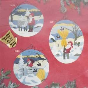 Nordiska Crewel Kit Elf Gnome Winter Scene Wall Hangings Wool Yarn - Picture 1 of 3