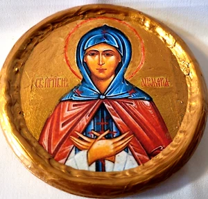 Saint Apollinaria Virgin Apolinaria Feast Day Jan 1 Greek Orthodox Round Icon - Picture 1 of 5