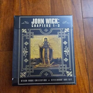 JOHN WICK: CHAPTERS 1-3 STASH BOOK COLLECTION STEELBOOK 4K ULTRA HD BLU-RAY - Picture 1 of 2