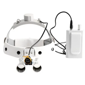Lupas binoculares dentales diadema 2,5X con lámpara de faro LED quirúrgico de 5W DY-107 - Imagen 1 de 9