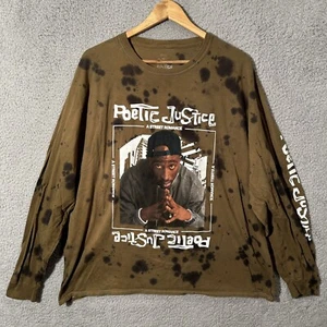 Poetic Justice Tupac Crew Neck Long Sleeve Graphic T-Shirt Men's 3XL Brown - Picture 1 of 6