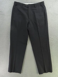 Zanella Pants Mens 32x29 Black Wool Dress Flat Front Straight Slacks - Picture 1 of 10