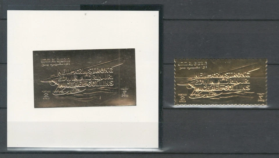 UMM AL QIWAIN 太空 ASTRONAUTS CPMMEMORATIVE MNH 金色套装和衬衫 批量 (阿联酋 137) — 第 1/1 张图片