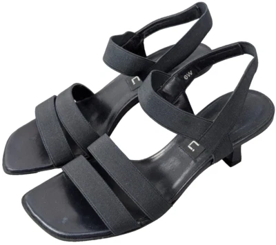 Vaneli Ariza Sandals Womens 6W Navy Blue Elastic Slides Strappy Casual 2" Heel - Image 1 of 4