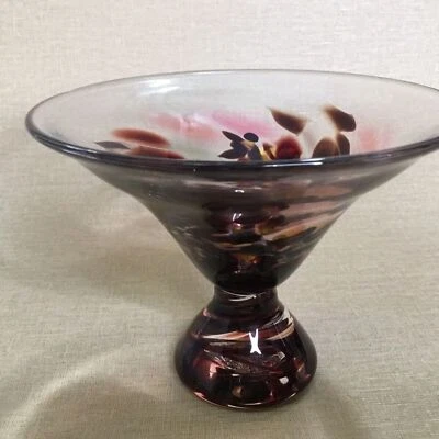 Jarrón de vidrio artístico soplado a mano tipo caparazón de tortuga mermelada caramelo plato de helado Foto 1 de 4