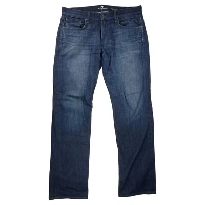7 For All Man Kind Carsen Mens Dark Blue Denim Jeans Straight Leg 39x33.5 *READ* - Image 1 of 4