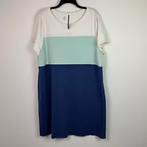T by Talbots Damen French Terry Kleid Colorblock Kurzarm Übergröße 3X - Bild 1 von 6