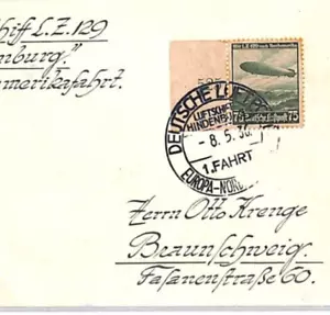 GERMANY Zeppelin HINDENBURG Cover *NORDAMERIKA 1.FAHRT* 1936 CDS Air Mail LZ120 - Picture 1 of 9