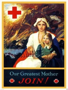 VINTAGE ROTES KREUZ KRANKENSCHWESTER PFERD KRIEGSZEIT REITER APOKALYPSE REKRUTIERUNG LEINWANDKUNST - Bild 1 von 1
