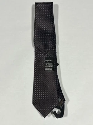 Corbata negra para hombre Angelo Rossi con lunares blancos hecha a mano NUEVA Foto 1 de 4