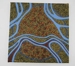 Signed Australian Aboriginal painting Trisha 8” x 8” dots dreamtime abstract - Picture 1 of 15