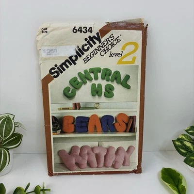 Stuffed Letter Pillows Size 13" Pattern 6434 Beginner Level 2 Vintage 80s CUT - Image 1 of 2