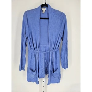 Chico's Women's Blue Purple Long Sleeve Open Front Tie Waist Cardigan Size 1 M) - Picture 1 of 4