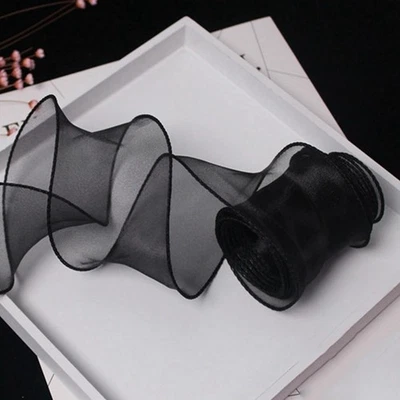 10 Yards Sheer Wired Organza Ribbon 2" Chiffon Edge Tulle Ribbons for Gift Wrap - Image 1 of 4