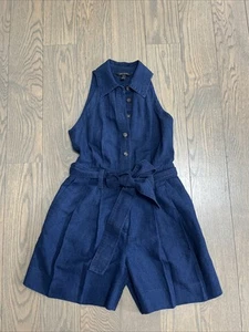 Banana republic women's denim sleeveless short romper size 0 petiteEUC - Picture 1 of 10