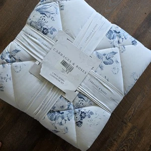 Cabbages & Roses QUEEN Comforter Set Constance Floral Rose Blue 3pc set LONDON - Picture 1 of 6