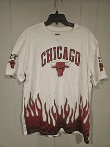 Chicago Bulls T Shirt White And Red With Rhinestone Fire Bling Ultra Game XXL - Picture 1 of 7
