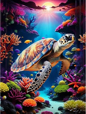 YUNRUILY Sea Turtle Paint by Numbers for Adults Beginners-Sea Turtle Painting by Numbers