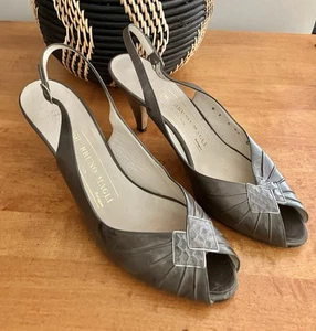 Vintage Bruno Magli Italien Leder Pumps Grau Gr. 7M US - Bild 1 von 9