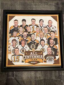 Boston Bruins All Centennial Team 12x12 Canvas Framed Orr Bucyk Bourque Bergeron