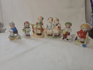 6 Antique MADE IN OCCUPIED JAPAN Figurines PICO Porcelain Kids W/pig Goose Play - Picture 1 of 11