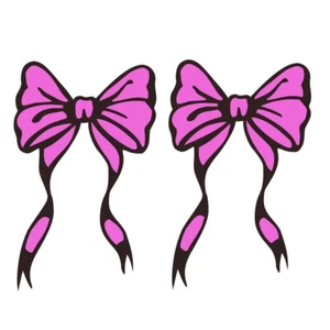 2 X Pink Bow TEMPORARY TATTOO long lasting waterproof tatts - Picture 1 of 2