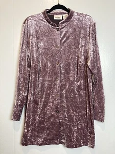 Units Tunic Top Jacket Womens Plus Size 1X Purple Crushed Velvet Artsy Luxe NWT - Picture 1 of 22
