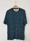 Men's Original Penguin Blue Striped Classic Fit Logo Cotton T Shirt UK XL - VGC