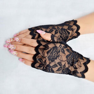 Sexy Women Short Lace Gloves Wrist Fingerless Bridal Wedding Costume Mittens