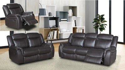 Brown Leather Gel Recliner 3 Seater / 2 Seater or Armchair Sofa Suite - CLIFTON. - Image 1 of 4