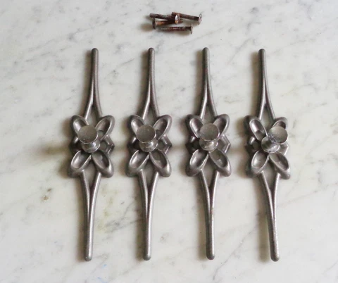 4 Mini Chrome Knobs w 6 7/8 inch Star Back Plates ~ Drawer Pull Knob Handles Cover