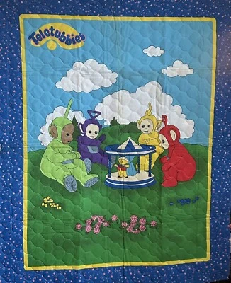 Rare Fabric Material Panel Quilted Teletubbies 43 inches by 35 Inches - Image 1 of 4