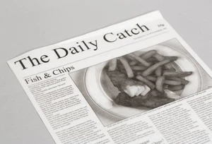 HighQuality THE DAILY CATCH Greaseproof Newspaper Design Printed Ecoluxe Sheets - Picture 1 of 3