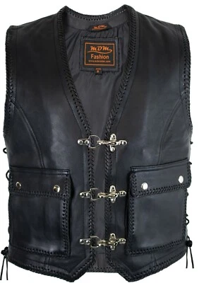 MDM Herren Lederweste, Bikerweste, Kutte, Clubweste, Chopper, Lederkutte, Rockerwest