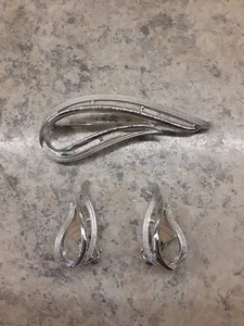 Vintage Sarah Coventry Silber Wirbel Brosche Anstecknadel & Clip-On Ohrringe Set - Bild 1 von 9