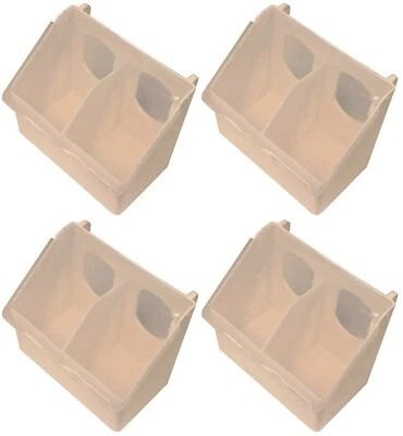 RITE FARM PRODUCTS 4 PACK OF 2 HOLE PLASTIC QUAIL PIGEON DOVE BIRD OUTSIDE OF CAGE MOUNT FEEDERS