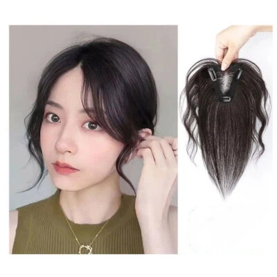 Pelucas para mujer 100 % cabello humano toupee rizado francés flequillo clip Foto 1 de 4