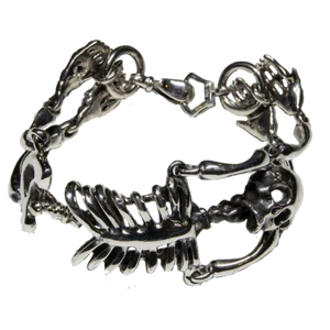 Skeleton bracelet .925 Sterling Silver Biker Gothic Rock. - Picture 1 of 1