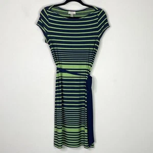 Vestido para mujer LOFT a rayas con cinturón manga corta talla pequeña - Imagen 1 de 8