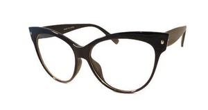 Años 60 Retro Gran Tamaño Gato Mujer Marco Moda Lentes Transparentes Gafas NEGRAS NUEVAS - Imagen 1 de 4