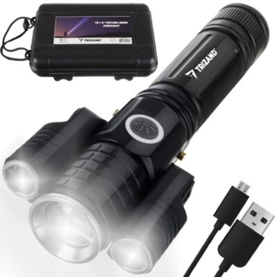 MARKENLOS Super helle Taschenlampe + 2 x LED CREE XPE und ZOOM mit USB Ladegerät